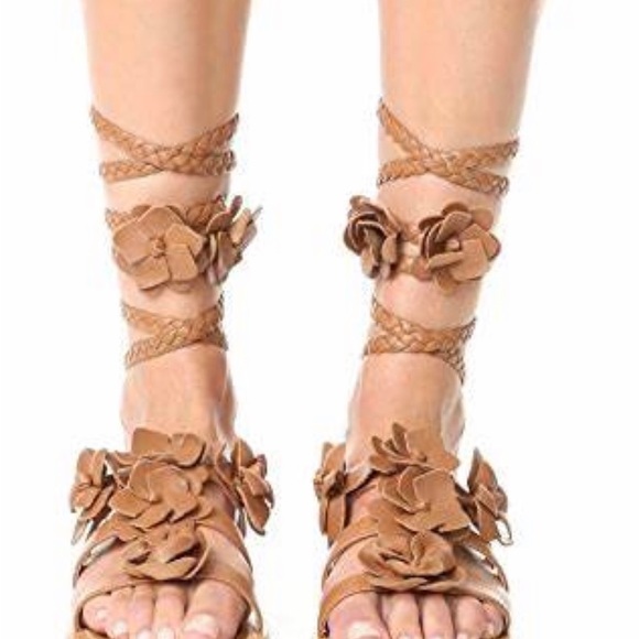 Authentic Gold Tory Burch Wrap Gladiator Sandals - Picture 3 of 6